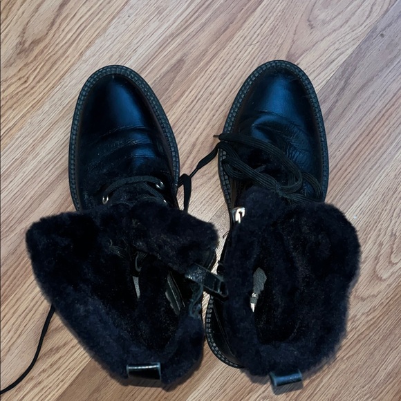 Zara Black Combat Boots with Fur Lining - Picture 9 of 12